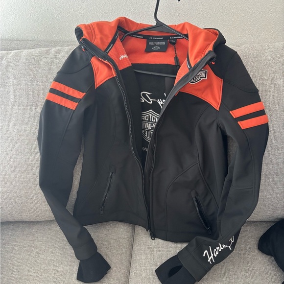 Harley-Davidson Jackets & Blazers - Harley-Davidson Women's Black and Orange Utility Jacket